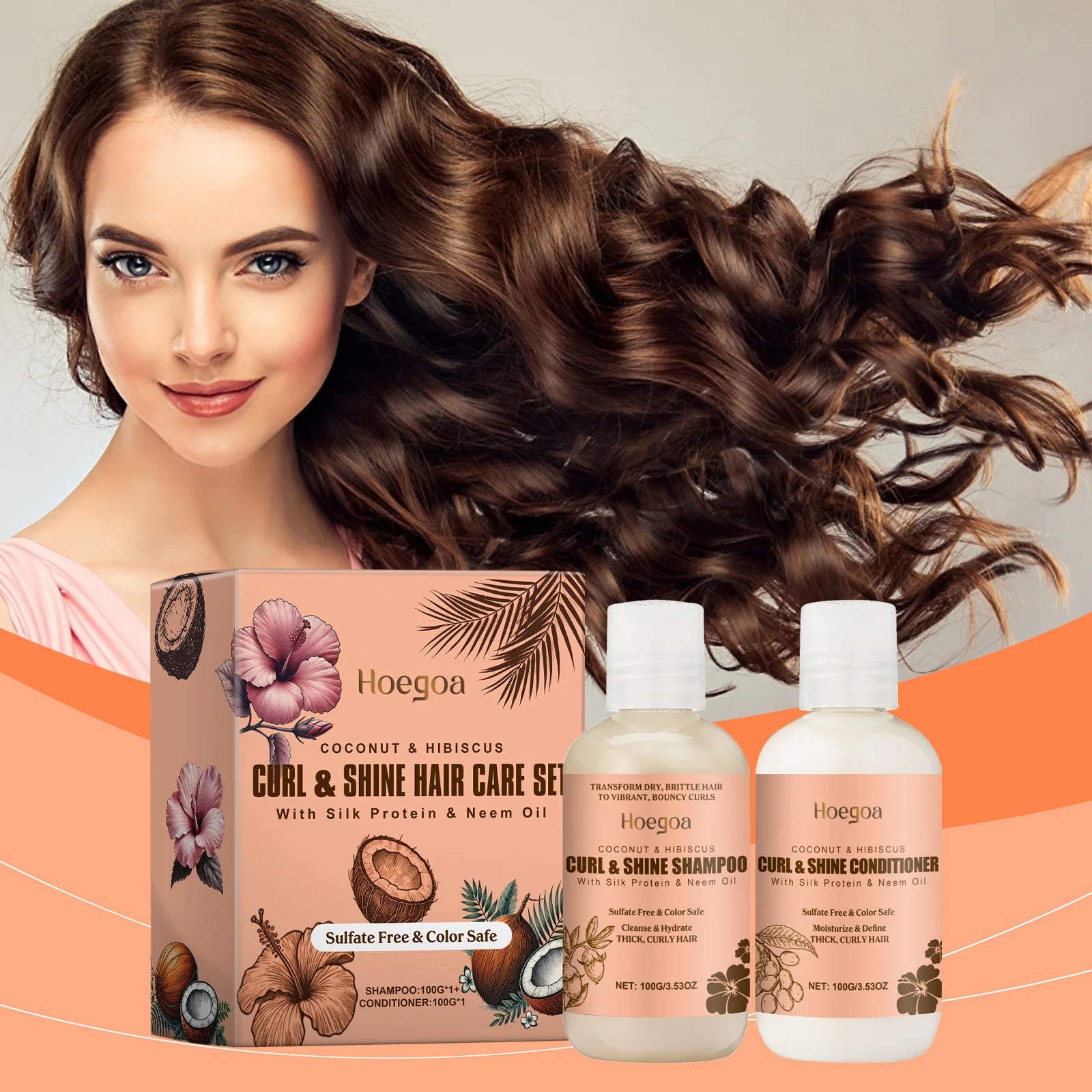 Hoegoa 1set Coconut Oil Hair Care Set Repair Hair Breakage Split End Volumizing Nourish Scalp Remove Dandruff Hair Wash Care Set