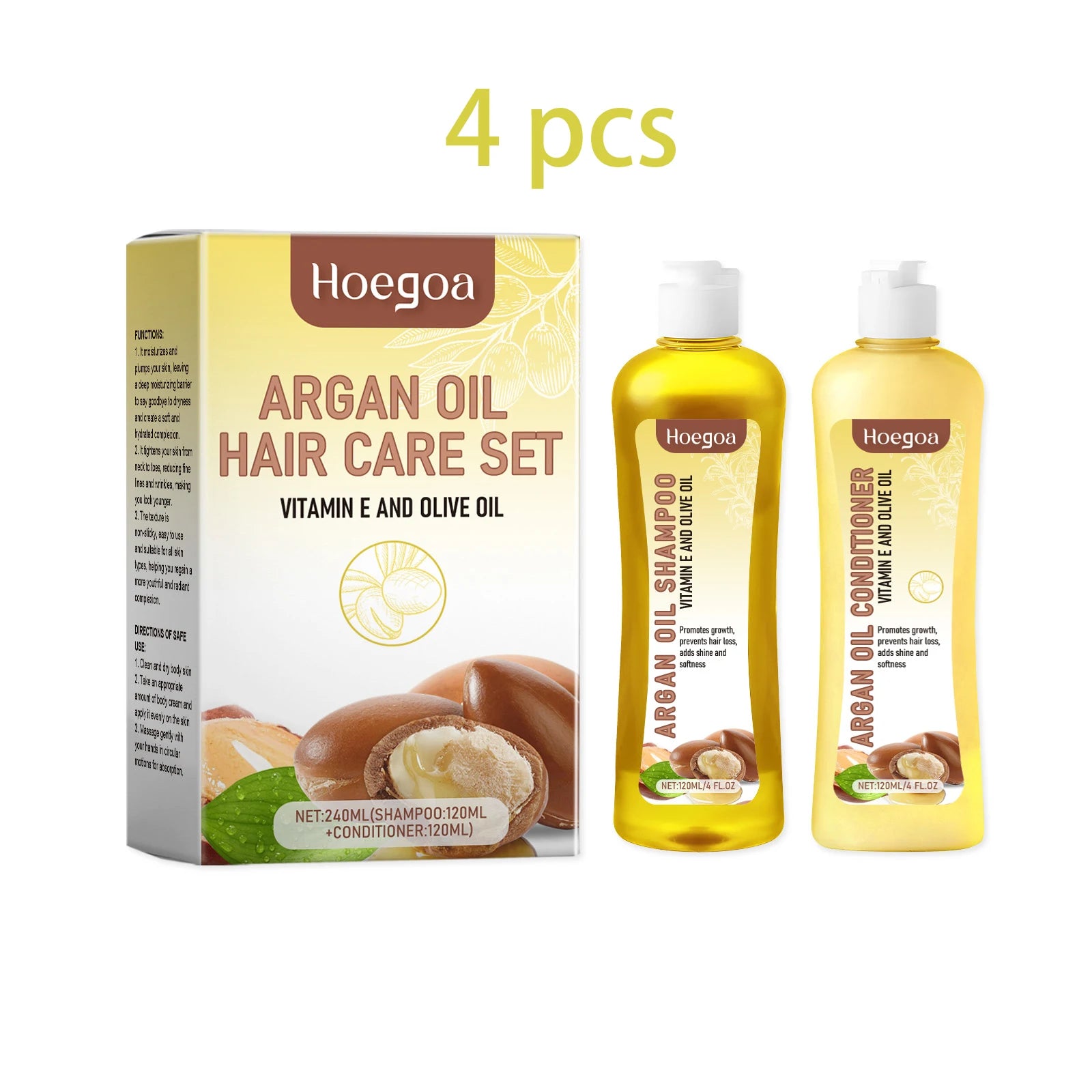 Hoegoa Argan Oil Hair Cleanning Care Set Strengthen Roots Nourishing Scalp Anti Hair Loss Smoothing Volumizing Hair Wash Set