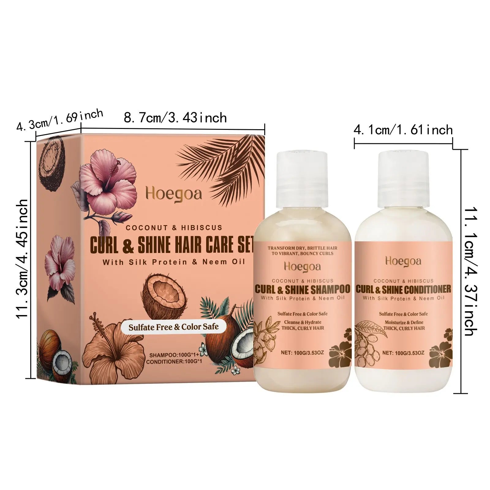 Hoegoa 1set Coconut Oil Hair Care Set Repair Hair Breakage Split End Volumizing Nourish Scalp Remove Dandruff Hair Wash Care Set