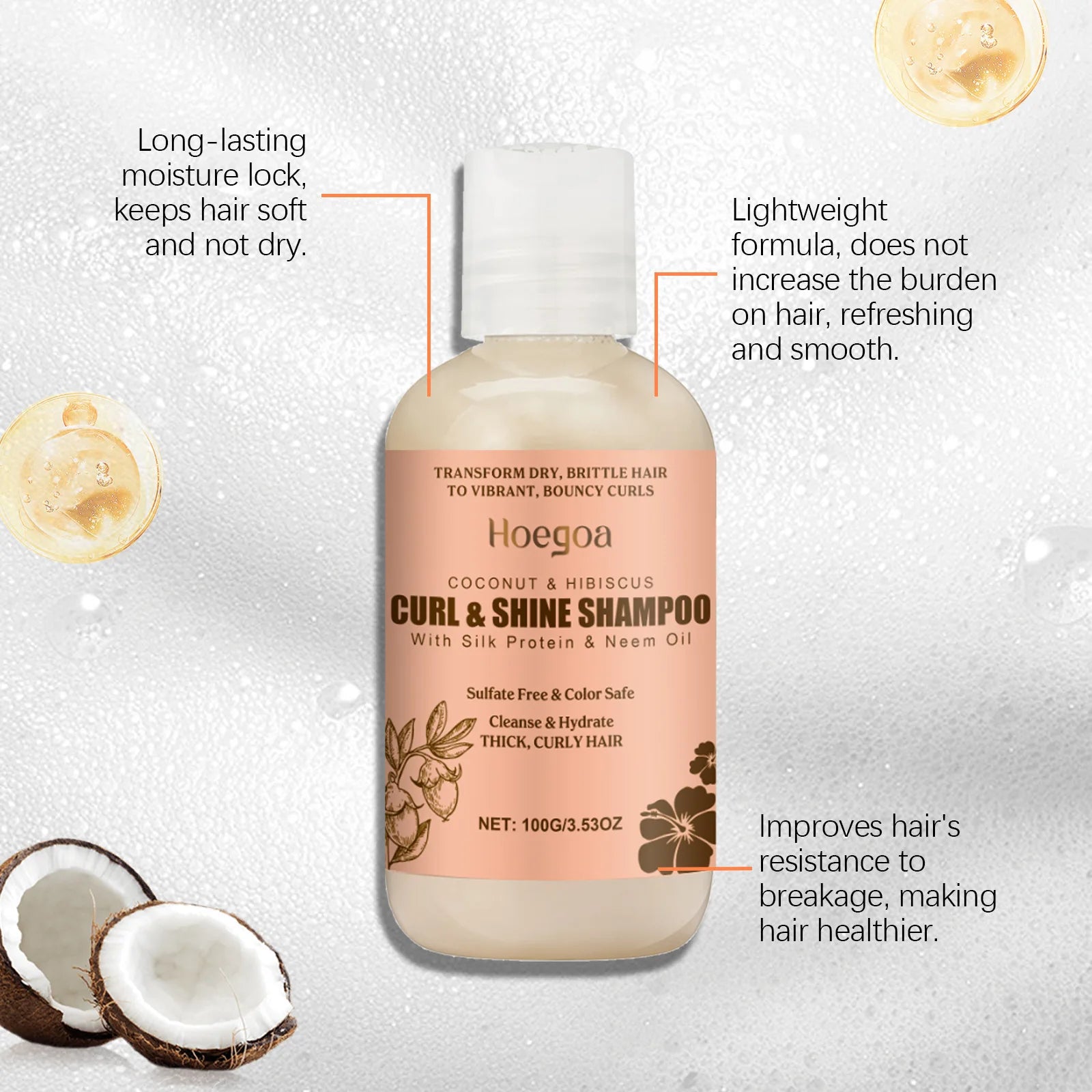 Hoegoa 1set Coconut Oil Hair Care Set Repair Hair Breakage Split End Volumizing Nourish Scalp Remove Dandruff Hair Wash Care Set