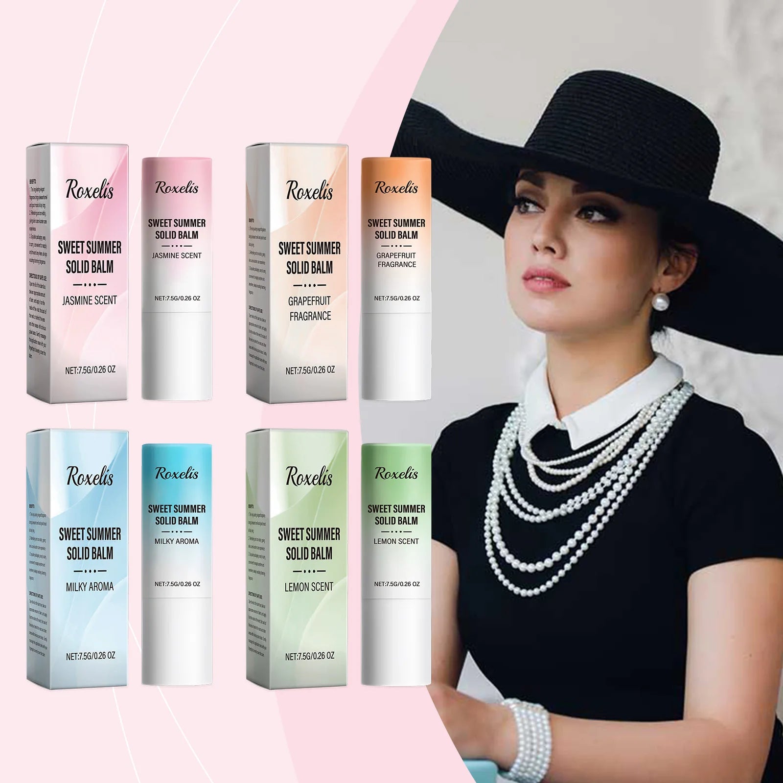 Roxelis 7.5g Elegant Fresh Solid Perfume Balm Sweet Summer Long Lasting Scent Exude Charming Couple Gifts Perfume Fragrance Balm
