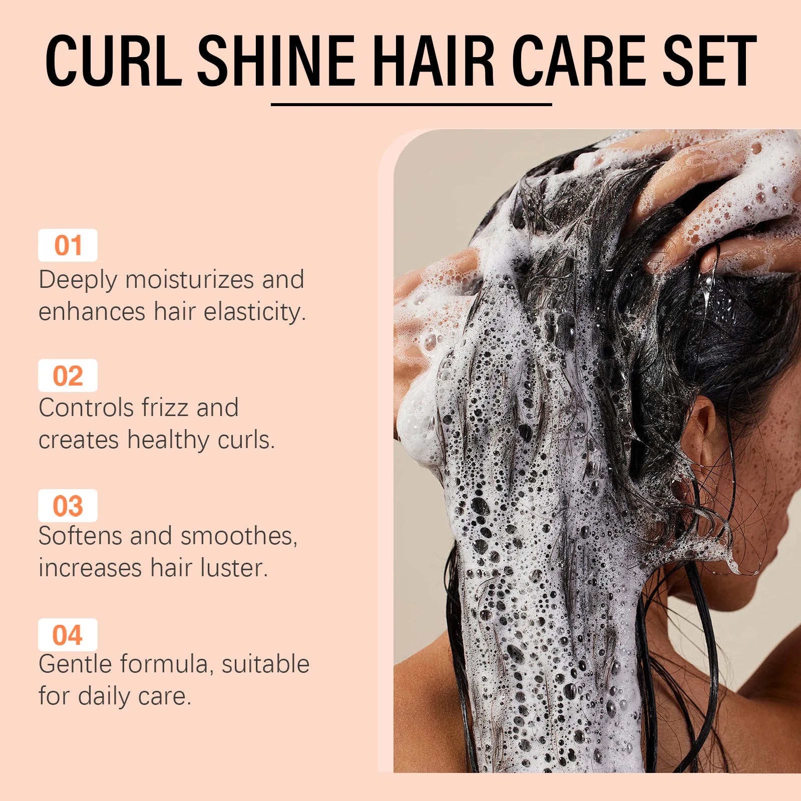 Hoegoa 1set Coconut Oil Hair Care Set Repair Hair Breakage Split End Volumizing Nourish Scalp Remove Dandruff Hair Wash Care Set