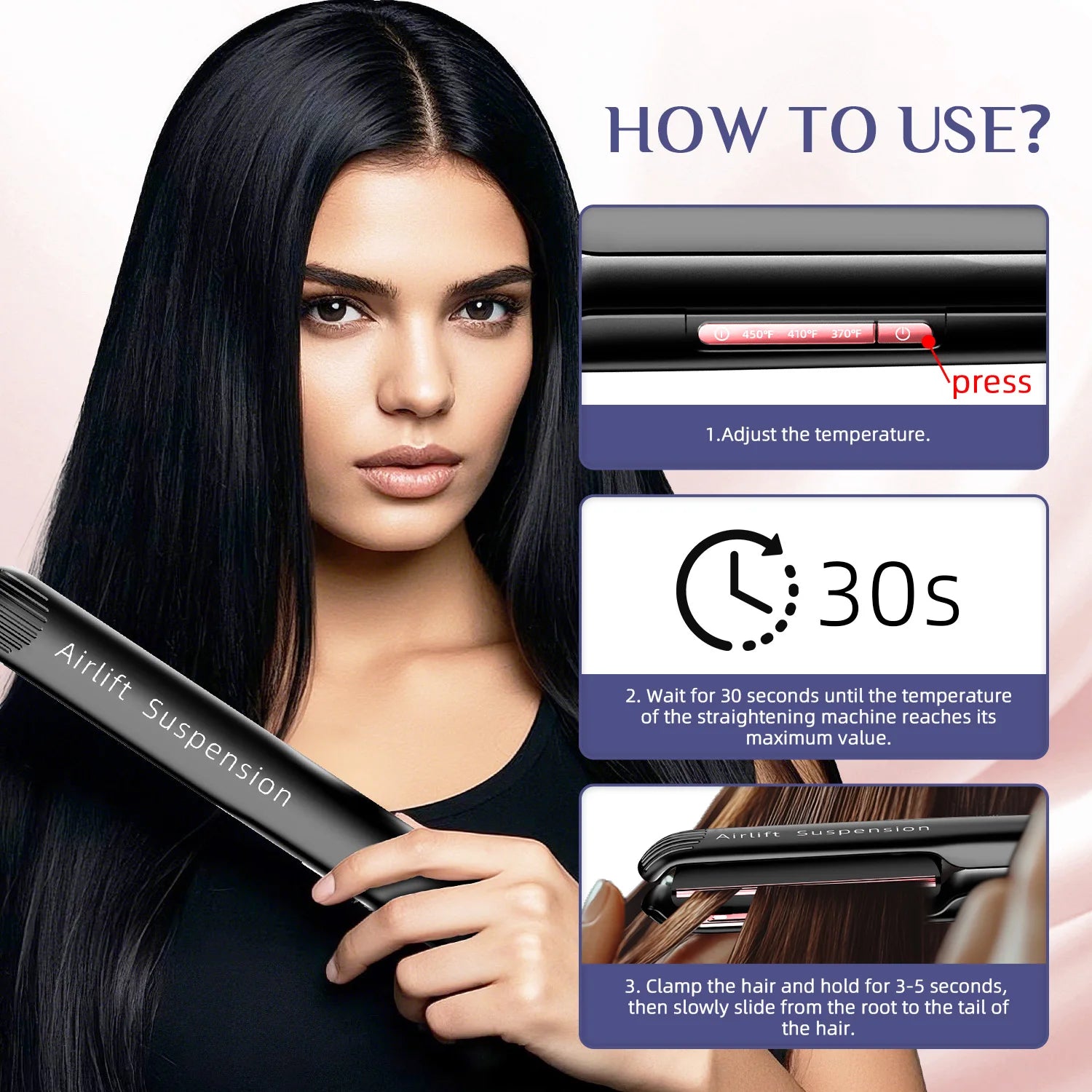Professional Hair Straightener with Air Suspended Ceramic Plates
