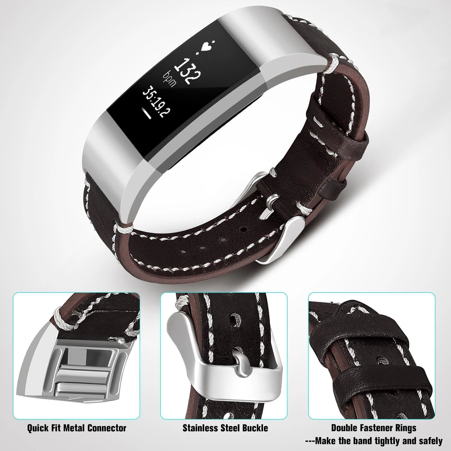 Upgrade Your Look with SKYLET's Premium Leather Bands for Fitbit Charge 2. Elevate Your Style with Luxurious, Sleek, and Dependa