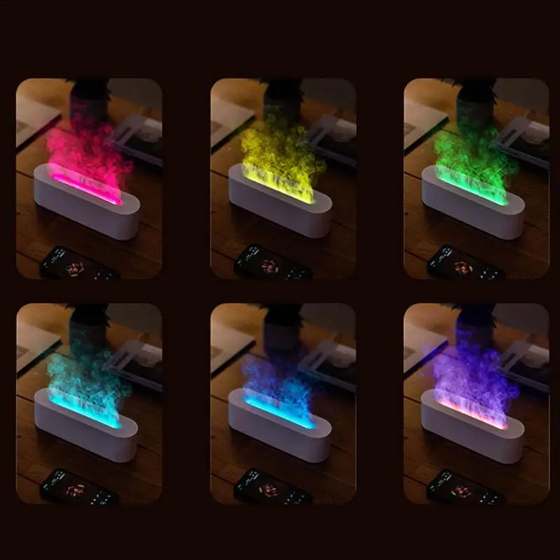 Flame Humidifier USB 7 Color Changing Desk Diffusers 3 Timers Aromatherapy Oil Diffusers Noiseless Bedroom Air Purifier For