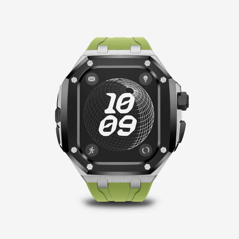 Luxury Titanium Alloy Modification Kit For Apple Watch Ultra 2 1 49mm Fluororubber Strap For Iwatch Series 9 8 7 6SE 5 45MM 44MM