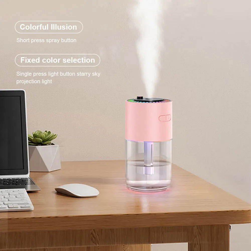 Car Air Humidifier with RGB LED Light 280ML Essential Oil Diffuser Rechargeable Mini Aromatherapy Machine for Bedroom and Travel