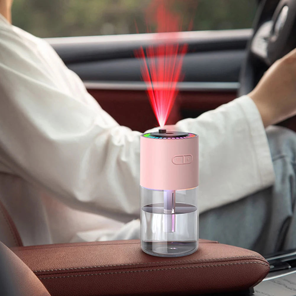 Car Air Humidifier with RGB LED Light 280ML Essential Oil Diffuser Rechargeable Mini Aromatherapy Machine for Bedroom and Travel