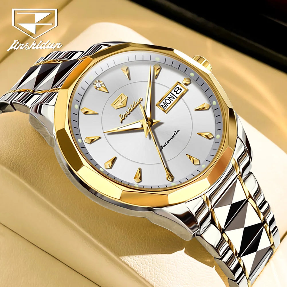 JSDUN Top Romantic Couple Watch Tungsten Steel Strip Imported Movement Imported Movement  Automatic Mechanical Watch for Lovers