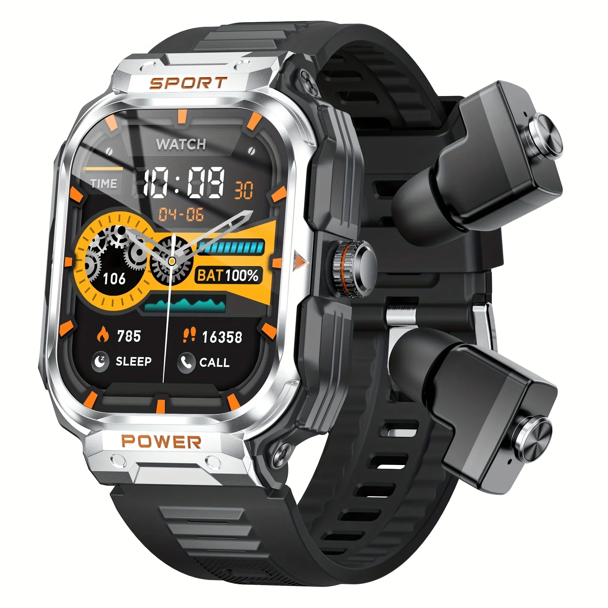 Smartwatch With earbuds earphones watch 2 in 1 Bluetooth Call 2inch large Screen Sport Fitness Tracker Text Message Reminder