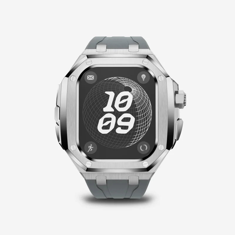 Luxury Titanium Alloy Modification Kit For Apple Watch Ultra 2 1 49mm Fluororubber Strap For Iwatch Series 9 8 7 6SE 5 45MM 44MM