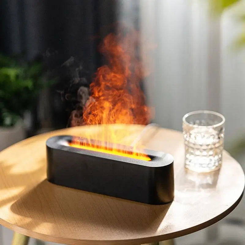 Flame Humidifier USB 7 Color Changing Desk Diffusers 3 Timers Aromatherapy Oil Diffusers Noiseless Bedroom Air Purifier For