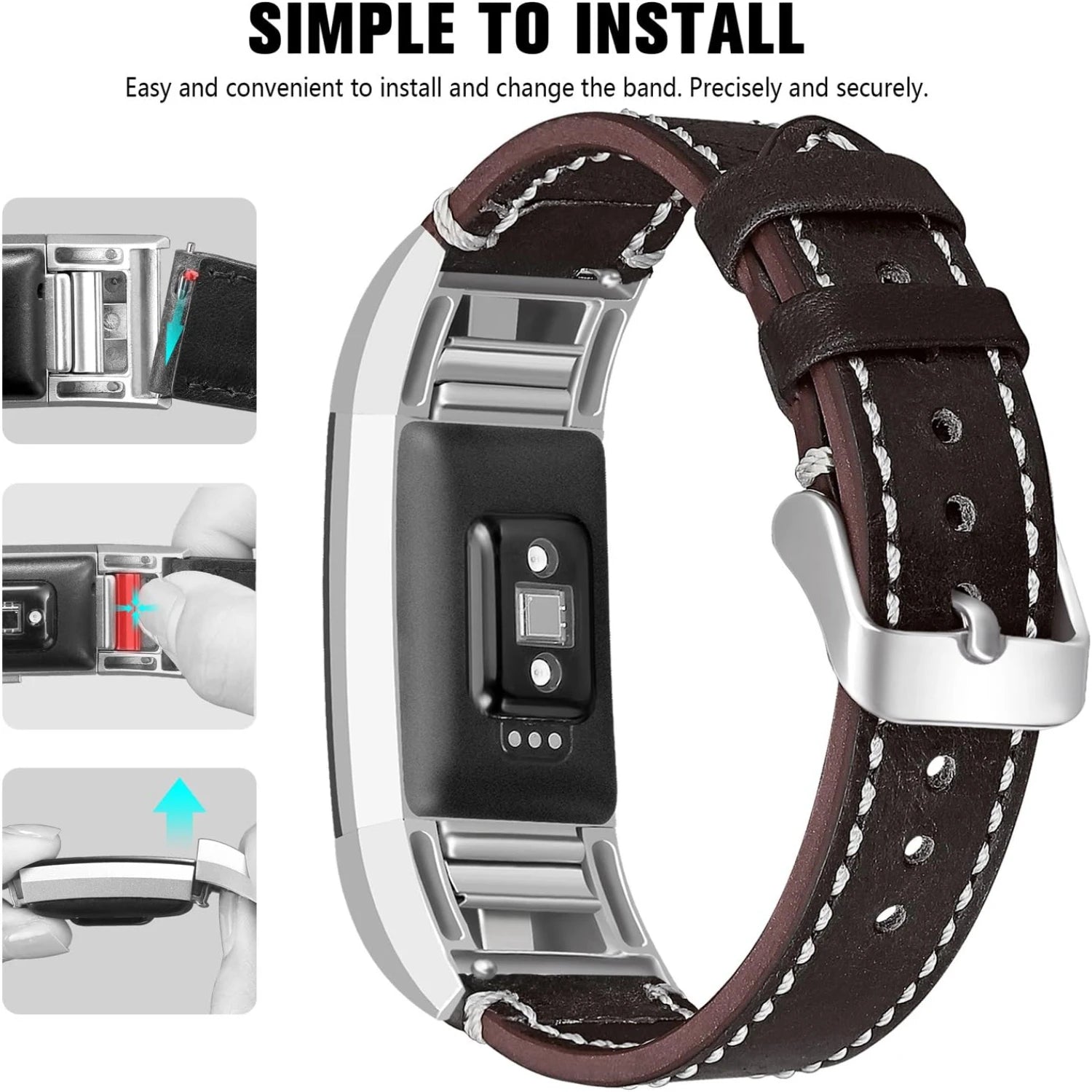 Upgrade Your Look with SKYLET's Premium Leather Bands for Fitbit Charge 2. Elevate Your Style with Luxurious, Sleek, and Dependa