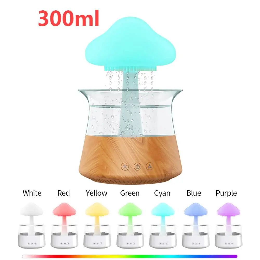 500ml Mushroom Rain Cloud Air Humidifier Water Drops Sounds Colorful Night Lights Aromatherapy Essential Oil Diffuser Humidifier
