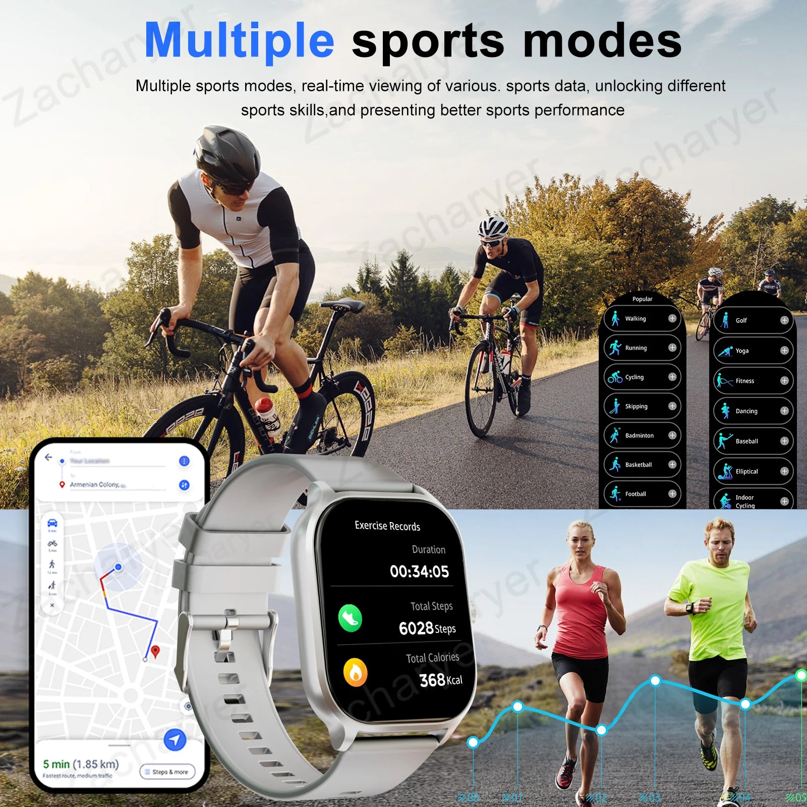 Smartwatch, Wireless Talk/Dial, Multi-Sport Mode for Men and Women, Compatible with IPhone/Andriod