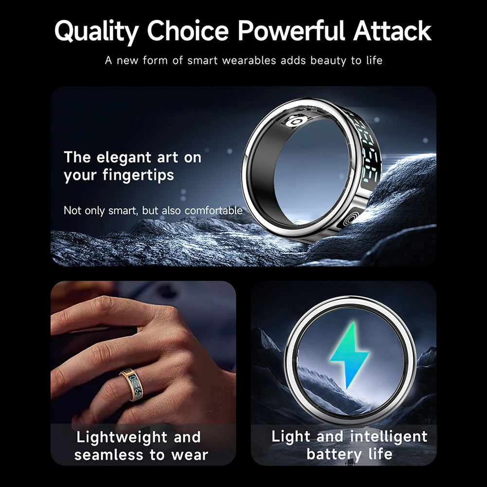 RS08 Smart Ring For Men Women Waterproof Health Fitness Rings Multi-sport Modes Sport Health Ring Blood Oxygen Sleep Monitoring
